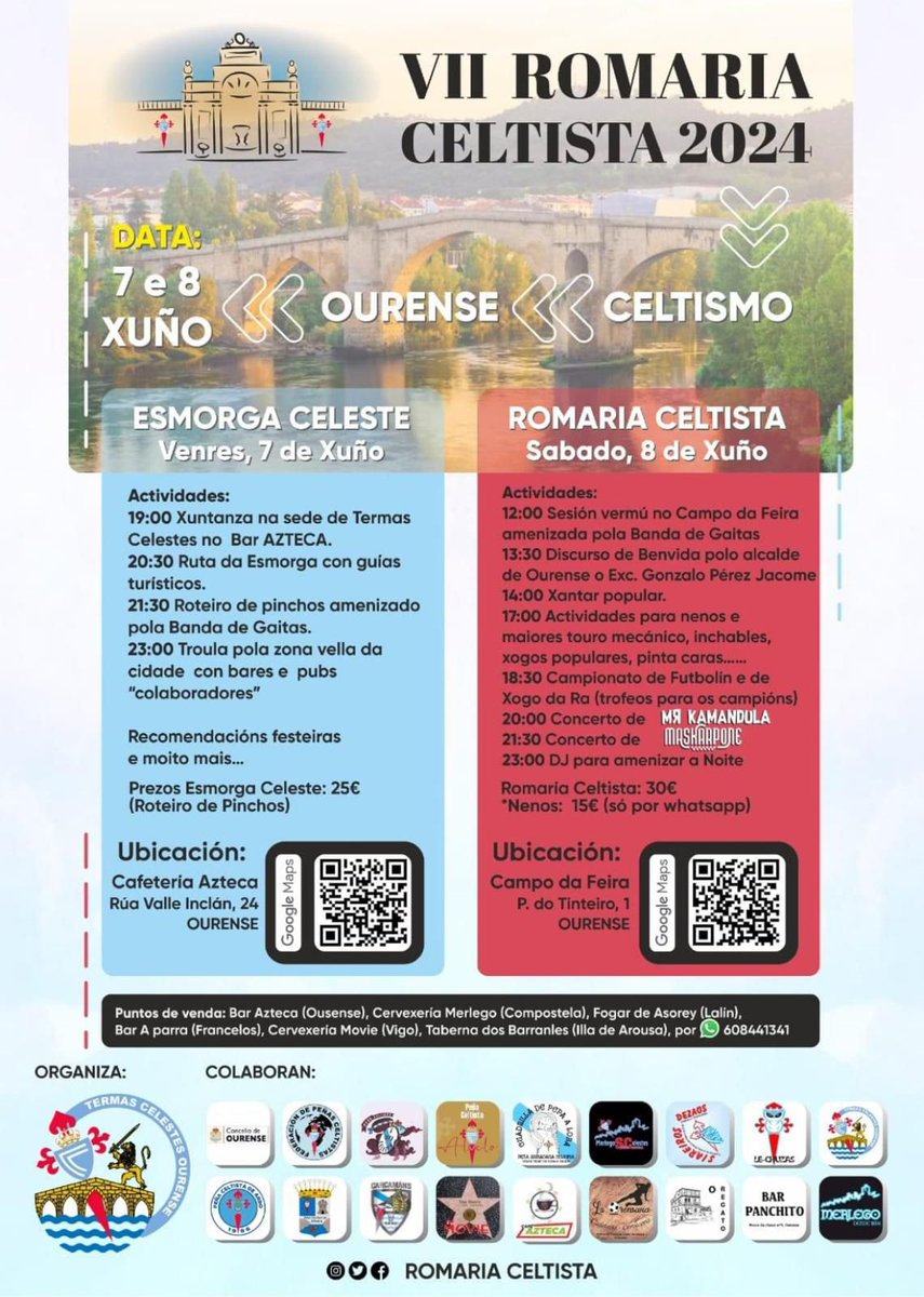 PrefCeleste's tweet photo. VII #RomaríaCeltista, que este ano organiza a peña Termas Celestes os vindeiros días 7 e 8 de xuño en #Ourense.
Estades todo o #celtismo convidados. #FDPC https://t.co/8zQ1rzG42q