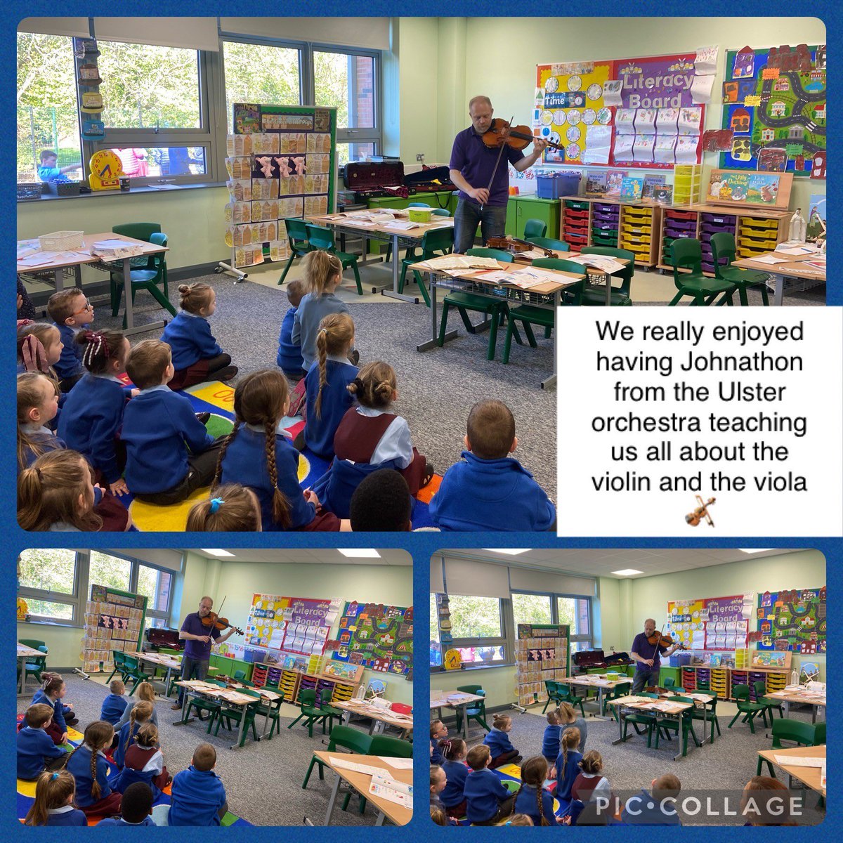 P2MT loved finding out about Violins and violas from Jonathan @ulsterorchestra this week as part of Crescendo @CNPartnership 🎻💕👏