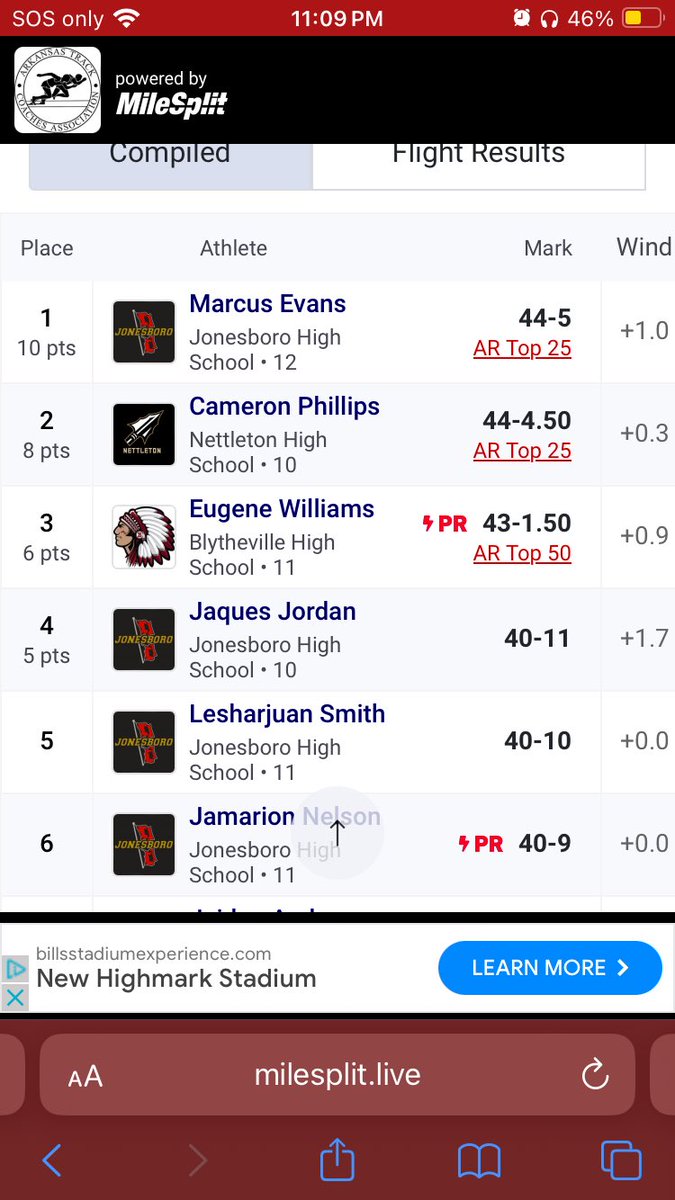 Ranked top 50 in triple jump to