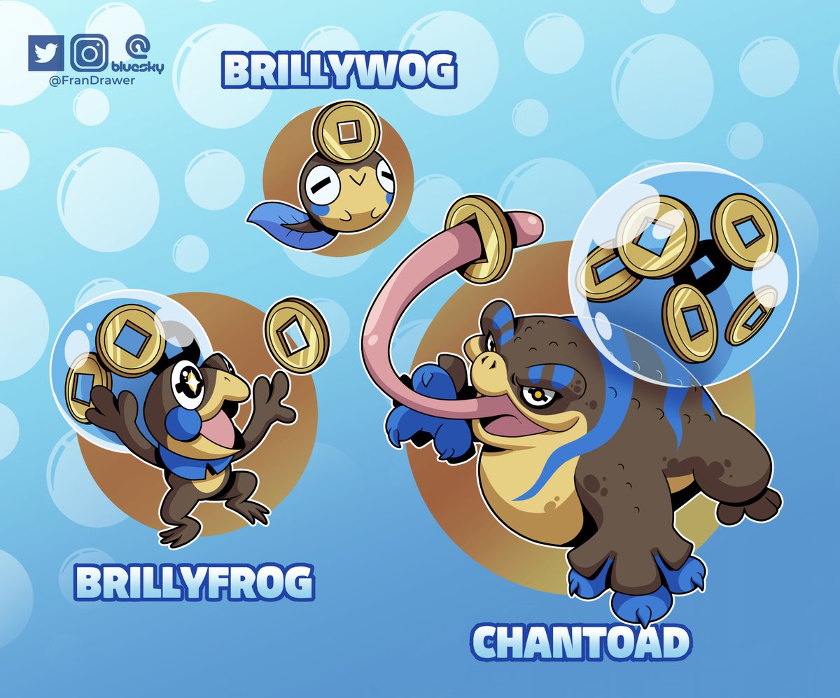 FranDrawer03's tweet photo. ¡Como se prometió en el devlog número 2 de nuestro juego, además de las hadas de planta, hay otra línea de criaturas que hay que enseñar!
Os presento a otra línea evolutiva:
BRILLYWOG, el bebé coleccionista
BRILLYFROG, el acumulador experto
CHANTOAD, el maestro del brillo dorado https://t.co/UIRbKu0k56