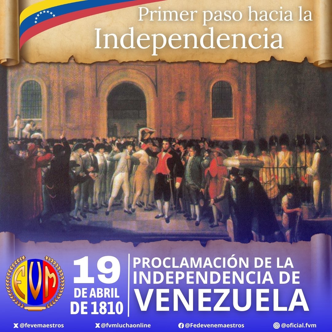 #19deAbril jueves santo de 1810, se da inicio a nueva etapa de nuestra historia, la revelación de una conciencia autonómica y nacionalista a favor de la causa independentista.

Implicó la ruptura definitiva con el nexo colonial español luego de años de lucha por la libertad.