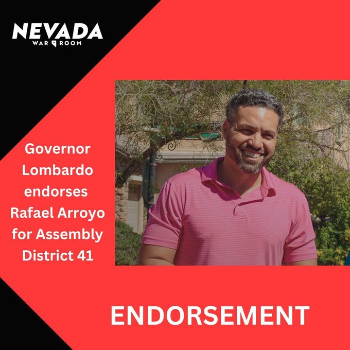 A small business owner and job creator, @RafaelArroyoNV is ready to fight for working Nevadans. Governor Joe Lombardo endorsed his candidacy for #AD41 because we need his voice in our State Assembly! #NVleg