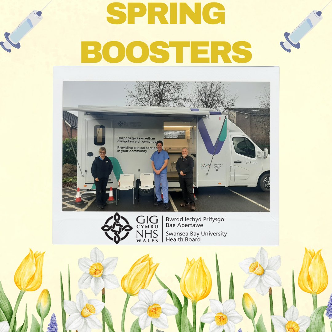 🚐 Our Immbulance is back on the road this week offering Spring booster vaccinations for those eligible. You can find out more about the Spring Booster offering by following this link to our website - sbuhb.nhs.wales/vaccinations-i…