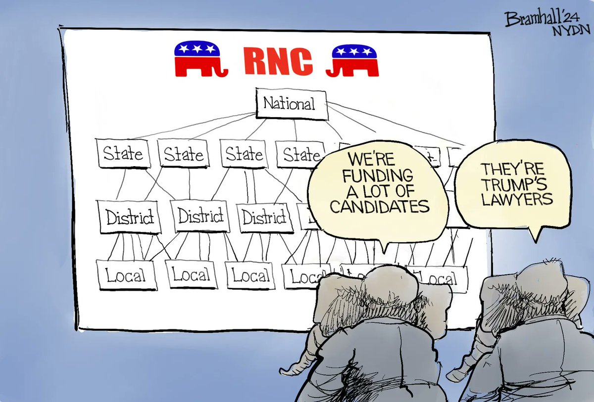 Bill Bramhall, The New York Daily News @BillBramhall 
#RNC #GOP #TrumpTrials #TrialsNErrors