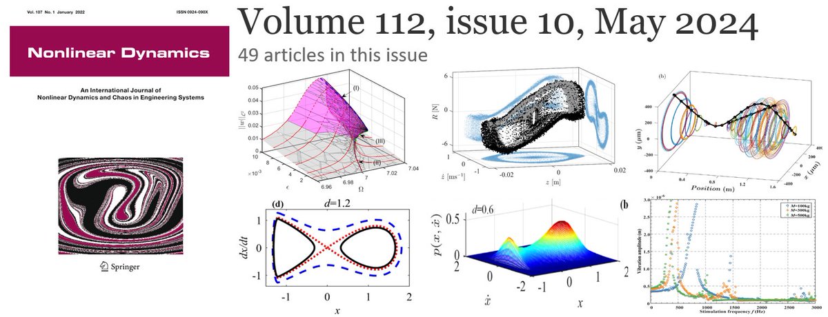 Happy to announce May’s Second Issue of Nonlinear Dynamics
link.springer.com/journal/11071/…
with 49 papers on exciting results.
Submit your next article today @ springer.com/11071.
Review papers and Feature articles are welcome.

#mechanicalengineering #appliedmathematics