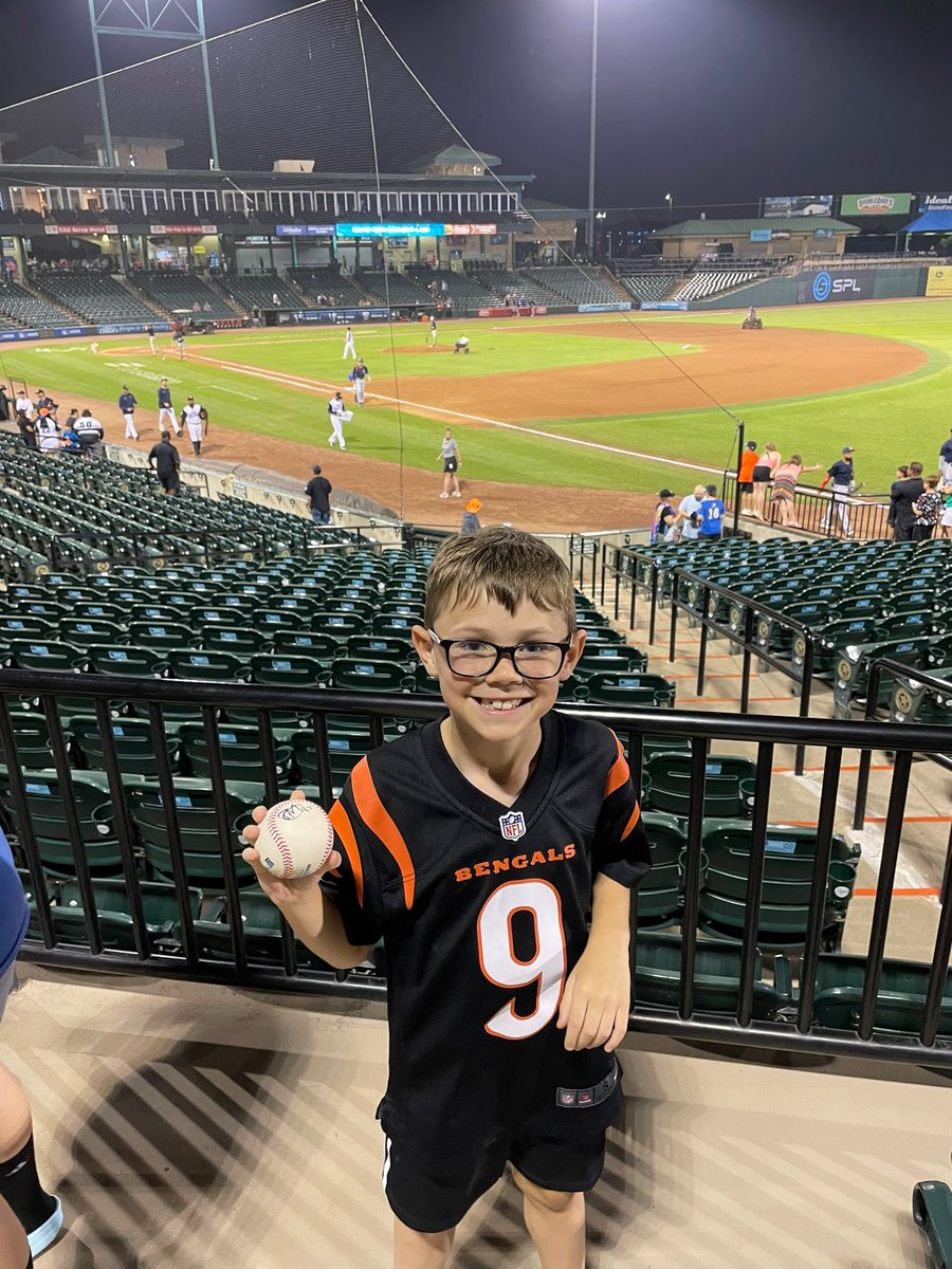 He caught one and got it signed,happy boy.