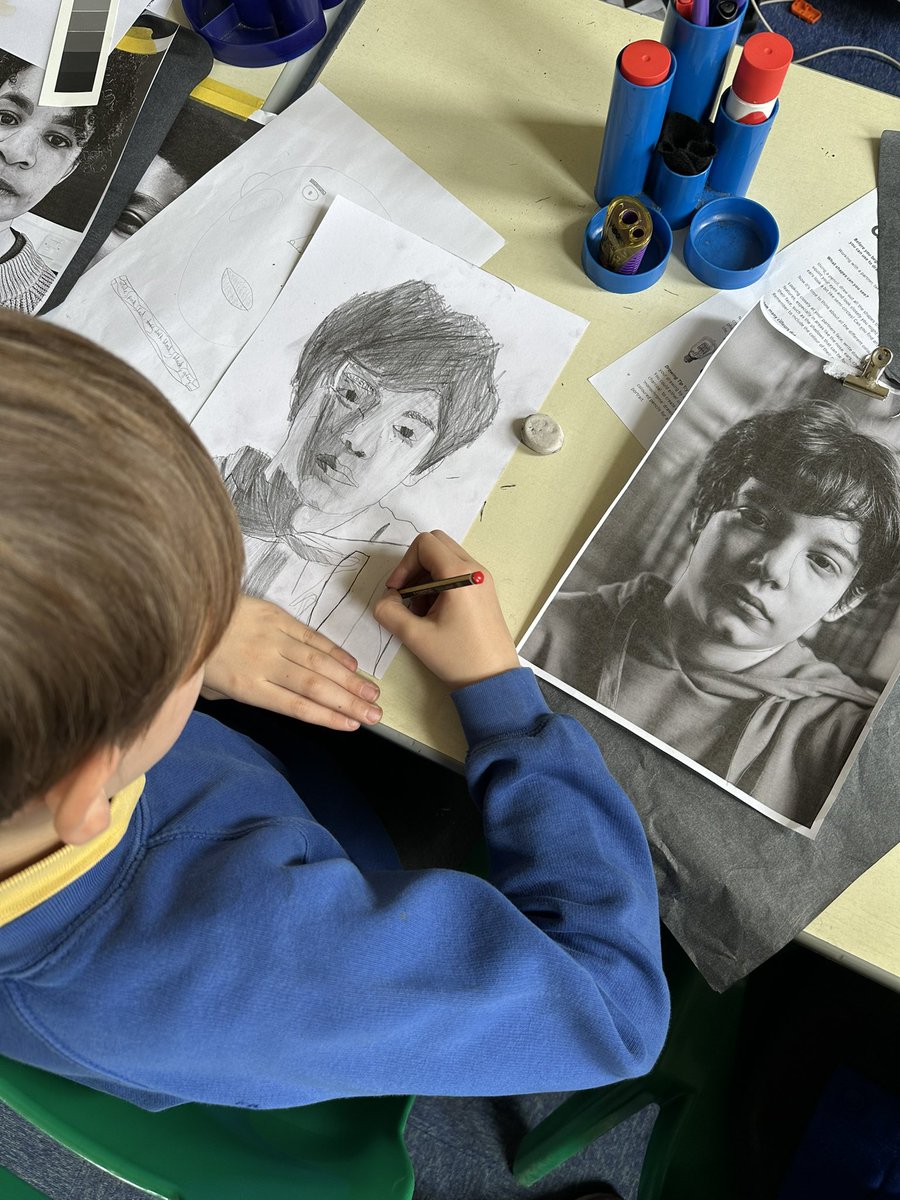 lela_harri68730's tweet photo. I had an absolutely fantastic day at St John’s Primary School in #cliviger teaching Y3 and Y5 children how to draw portraits. What an inspiring group of kids and I’ll think you’ll all agree their artwork was incredible! #learningtodraw #art #teaching https://t.co/1O0b5HshNr
