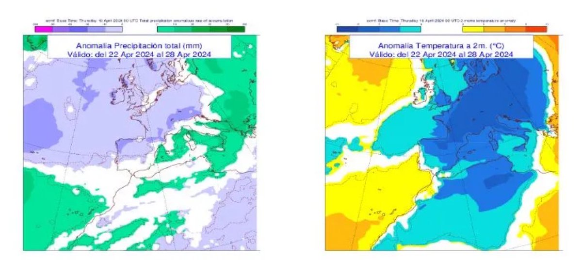 Algunos cambios importantes de cara a la semana que viene pasando de calor veraniego a valores claramente por debajo de lo normal, salvo en Canarias. Sin embargo, no pinta con lluvias, salvo en Canarias, Baleares y puntos del Mediterráneo,