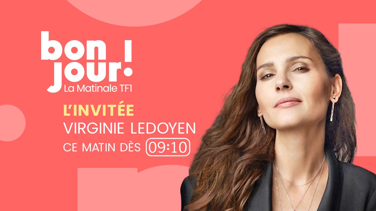 🔴 𝐀̀ 𝐬𝐮𝐢𝐯𝐫𝐞 dans #BonjourLaMatinaleTF1

🗣 Virginie Ledoyen est l'invitée de 𝐁𝐫𝐮𝐜𝐞 𝐓𝐨𝐮𝐬𝐬𝐚𝐢𝐧𝐭 (@Bruce_Toussaint)

⏰ 'L'interview du petit-déjeuner' : dès 9h10 en direct sur @TF1
📲 Et sur @tf1plus & @TF1Inf