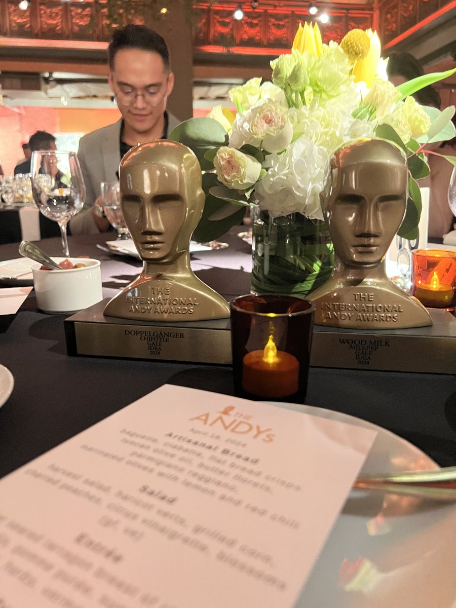 Congratulations are in order! Last night, GALE won two prestigious ANDY awards - one for Wood Milk and one for Chipotle Doppelgänger - recognizing the bravery and power of Ideas. Cheers to our teammates and clients on this exciting news!