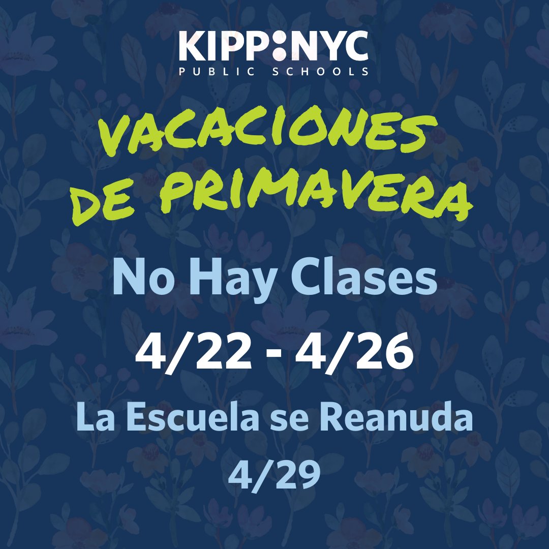 Have a wonderful break! Classes resume April 29th. . Disfruten sus vacaciones! Regresamos el 29 de abril.