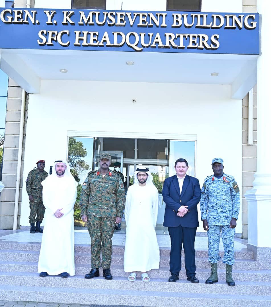 In abid to strengthen military cooperation between Uganda and United Arab Emirates, the CDF Gen @mkainerugaba of @MODVA_UPDF held a meeting with a delegation from UAE led by His Highness Sheikh Mohammed Bin Maktoum Bin Juma Al Maktoum, a member of the Dubai ruling family.