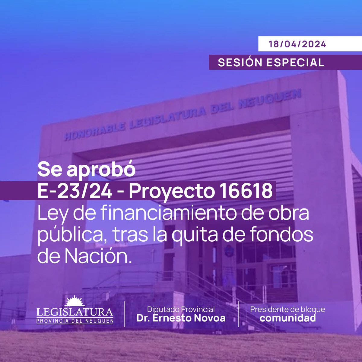 APROBAMOS LA LEY DE FINANCIACIÓN DE LA OBRA PÚBLICA 🏗️

Con este financiamiento le damos al Ejecutivo Provincial la herramienta para reactivar #obras en toda la provincia tras la quita de fondos del gobierno nacional.