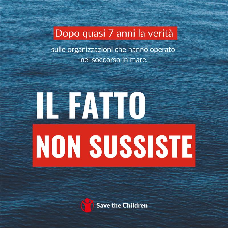 SaveChildrenIT's tweet photo. Il fatto non sussiste, salvare vite umane non è reato!

Dopo quasi 7 anni, è stata finalmente riportata la verità sulle operazioni di soccorso in mare delle Organizzazioni umanitarie, operazioni che hanno avuto sempre un solo e unico fine: SALVARE VITE. #Trapani https://t.co/wp3ZvyMFzl