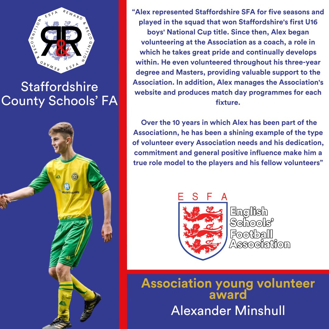 SchoolsFootball's tweet image. 💥Young Volunteer Award💥

Vote will close next Friday at 5pm and winners will be announced on Saturday 15 June at our R&amp;amp;R Awards event

Vote now 👇
🔗 loom.ly/LaxHMX8
🔴🔵⚪