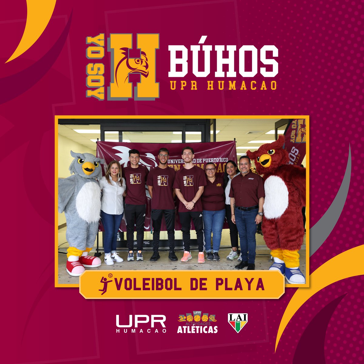 Nuestro TEAM de voleibol de playa compuesto por Rafael Escobar, Javier Fuentes y Jan Díaz nos representa hoy en las #justas2024 ¡Éxito, búhos! 🦉 @DeportesUprh @UPR_Oficial