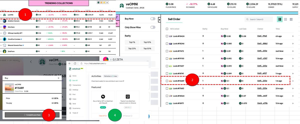 Easy step to pass Zeta Quest Buy or Sell NFT on Weave6
1)Choice collection that you can acceped the price.
2)Select the NFT that 'not on floor', the price more than floor.
3)Paid fee and gas
4)Claim 2500 XP
@zetablockchain $ZETA