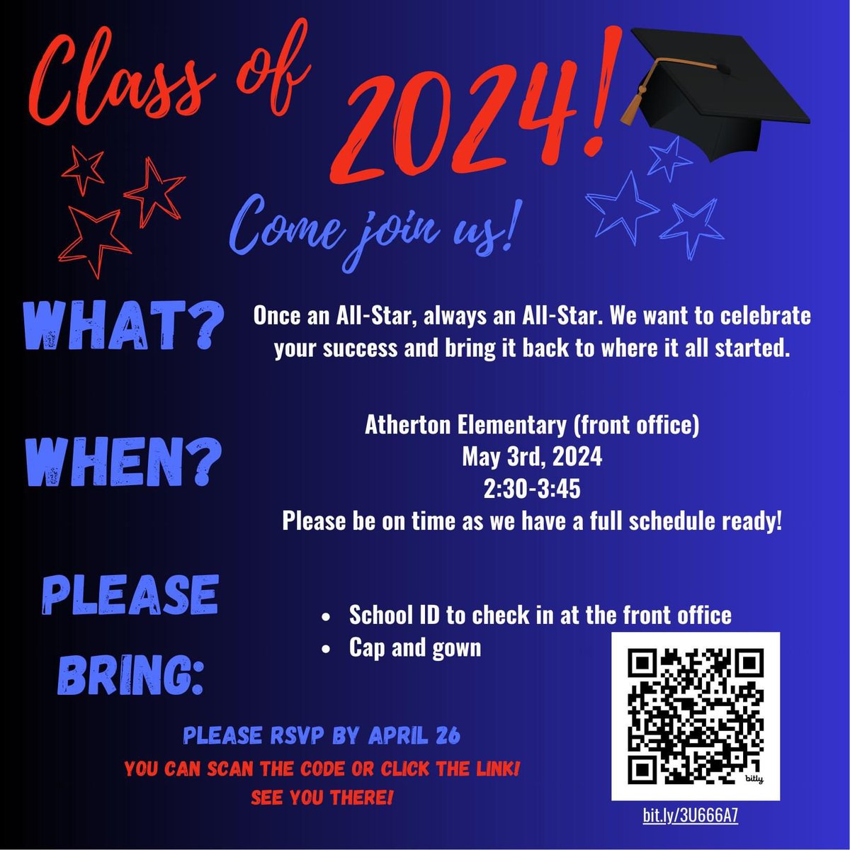 Atherton Elementary (@athertonallstar) on Twitter photo This is an All-Star all call! If you know a senior who attended Atherton Elementary, we’d love to see them for our Senior Clap-Out! <a href="/SamHoustonHS/">Sam Houston HS</a> <a href="/JamesBowieHS/">Bowie High School</a> <a href="/ArlingtonHigh/">Arlington High</a> <a href="/LamarHigh/">Lamar High</a> <a href="/MartinHigh/">Martin High School</a> <a href="/Seguin_HS_Libra/">Seguin_HS_Library</a> <a href="/ACHS_AISD/">CollegiateHS at AISD</a> <a href="/AISDSTEM/">Arlington ISD STEM Academy at Martin High School</a> This is an All-Star all call! If you know a senior who attended Atherton Elementary, we’d love to see them for our Senior Clap-Out! <a href="/SamHoustonHS/">Sam Houston HS</a> <a href="/JamesBowieHS/">Bowie High School</a> <a href="/ArlingtonHigh/">Arlington High</a> <a href="/LamarHigh/">Lamar High</a> <a href="/MartinHigh/">Martin High School</a> <a href="/Seguin_HS_Libra/">Seguin_HS_Library</a> <a href="/ACHS_AISD/">CollegiateHS at AISD</a> <a href="/AISDSTEM/">Arlington ISD STEM Academy at Martin High School</a>