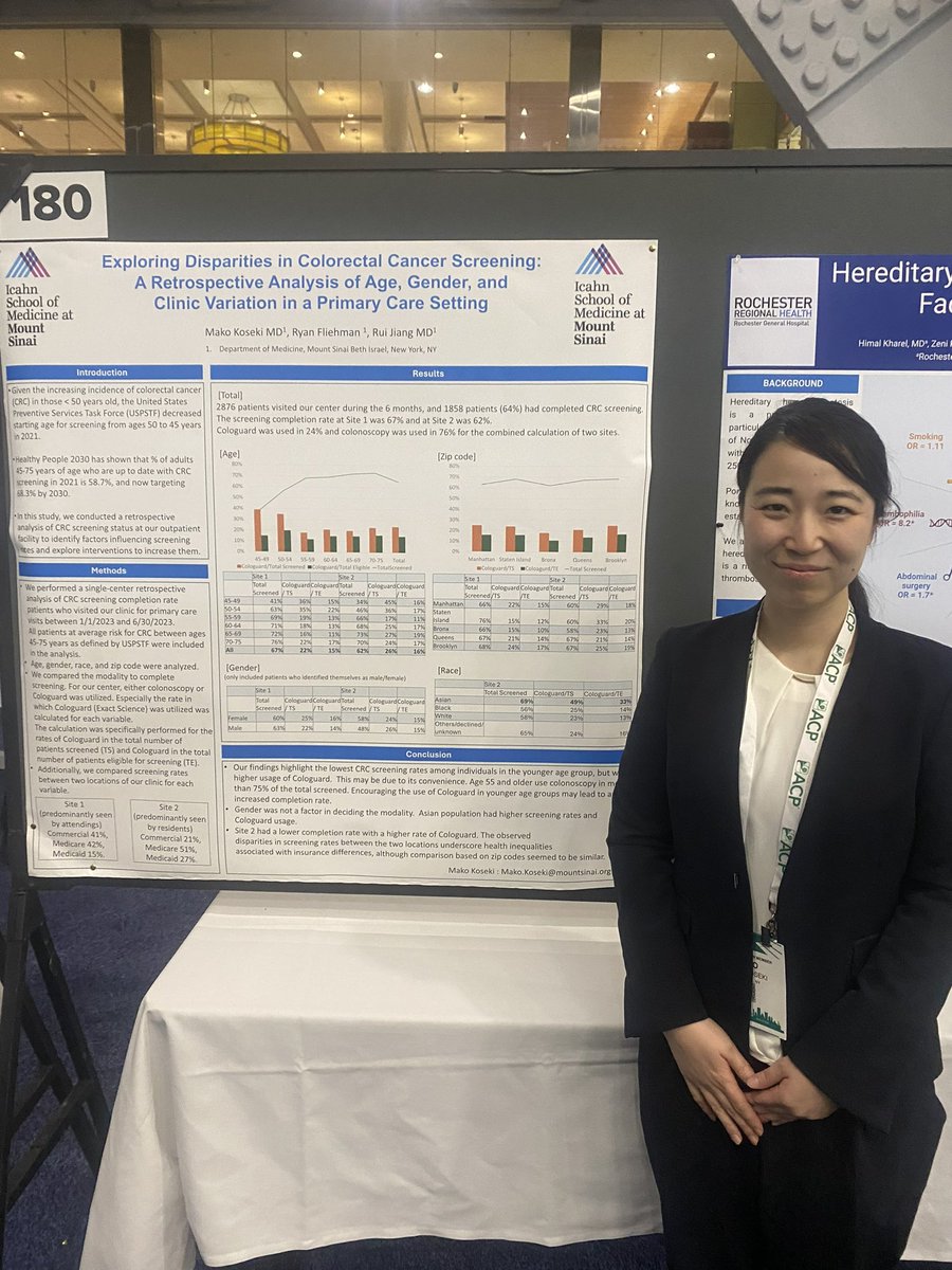 Mako Koseki Senda MD (@mako_koseki) on Twitter photo Attended the ACP Resident/Fellow Research Poster Competition in Boston.
This is the first presentation for my QI project regarding colorectal cancer screening <a href="/MSBI_IM/">Mount Sinai Beth Israel Internal Medicine</a> outpatient clinic! Attended the ACP Resident/Fellow Research Poster Competition in Boston.
This is the first presentation for my QI project regarding colorectal cancer screening <a href="/MSBI_IM/">Mount Sinai Beth Israel Internal Medicine</a> outpatient clinic!