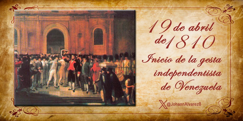 JohannAlvarez8's tweet photo. Un día como hoy, inició la gesta por nuestra Independencia. 

A 214 años, Venezuela es una Patria soberana y nuestro Gobierno Bolivariano, que lidera nuestro Presidente @NicolasMaduro, jamás responderá a los intereses imperiales.

#GloriaAlBravoPueblo https://t.co/dCg7hwHMe1