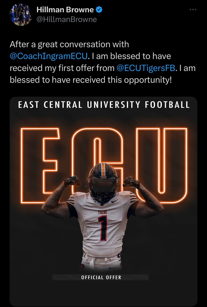 Congrats @HillmanBrowne on the @ECUTigersFB offer!!! We get #offers & #results at Torigurley.com Sign Up Now!!!