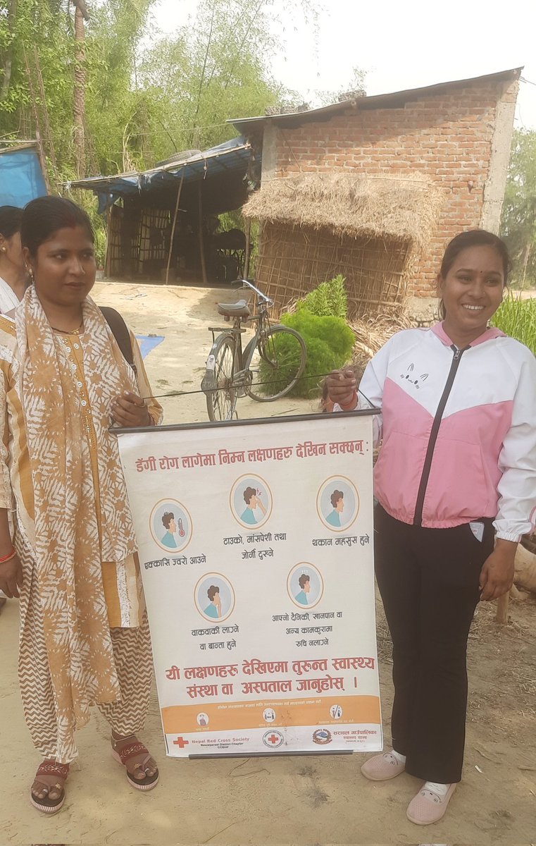 DibyaRajPoudel's tweet photo. The incidence of #dengue has grown in #Nepal in recent years. 

#RedCross youth #volunteers in #Nawalparasi are  busy in door to door visit to aware families to lower risk of dengue. 
Avoiding mosquito bites  is the main message. Thanks to #CanadianRC supporting  #CCBH project. https://t.co/OrO3GekaP9
