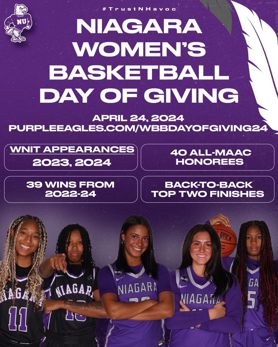 Our Day of Giving is less than a week away! Any donation helps take our program to new heights! 🔗: purpleeagles.com/wbbdayofgiving… #TrustNHavoc