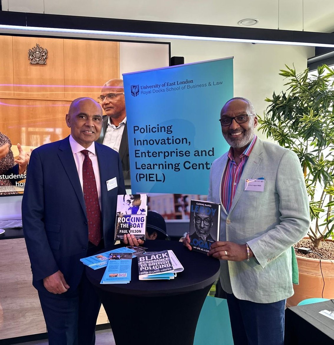 Earlier today, I was a guest speaker at the #StephenLawrenceFoundation conference, held at the University of East London. During lunch break, both myself and fellow speaker @LeroyLogan999 were invited to plug our respective books. #NBPA #MetBPA #StephenLawrenceFoundation #UEL