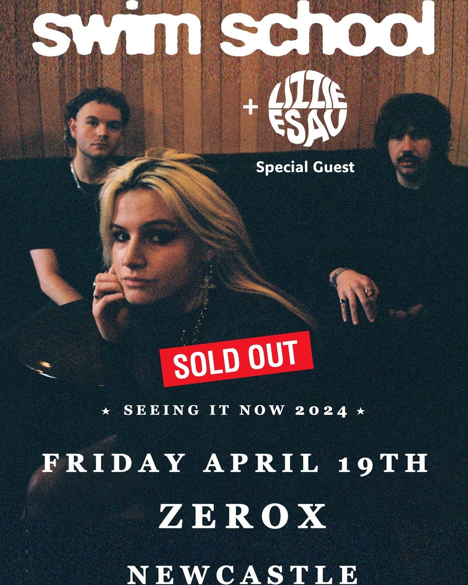 Updated stage times for tonight''s sold out Swim School + Lizzie Esau show at Zerox, Newcastle. 7.30pm Doors / 8.00pm Lizzie Esau / 8.50pm Swim School. No tickets available on door - we're sorry! Please use Twickets to safely & securely trade any late availability spares. Thanks.