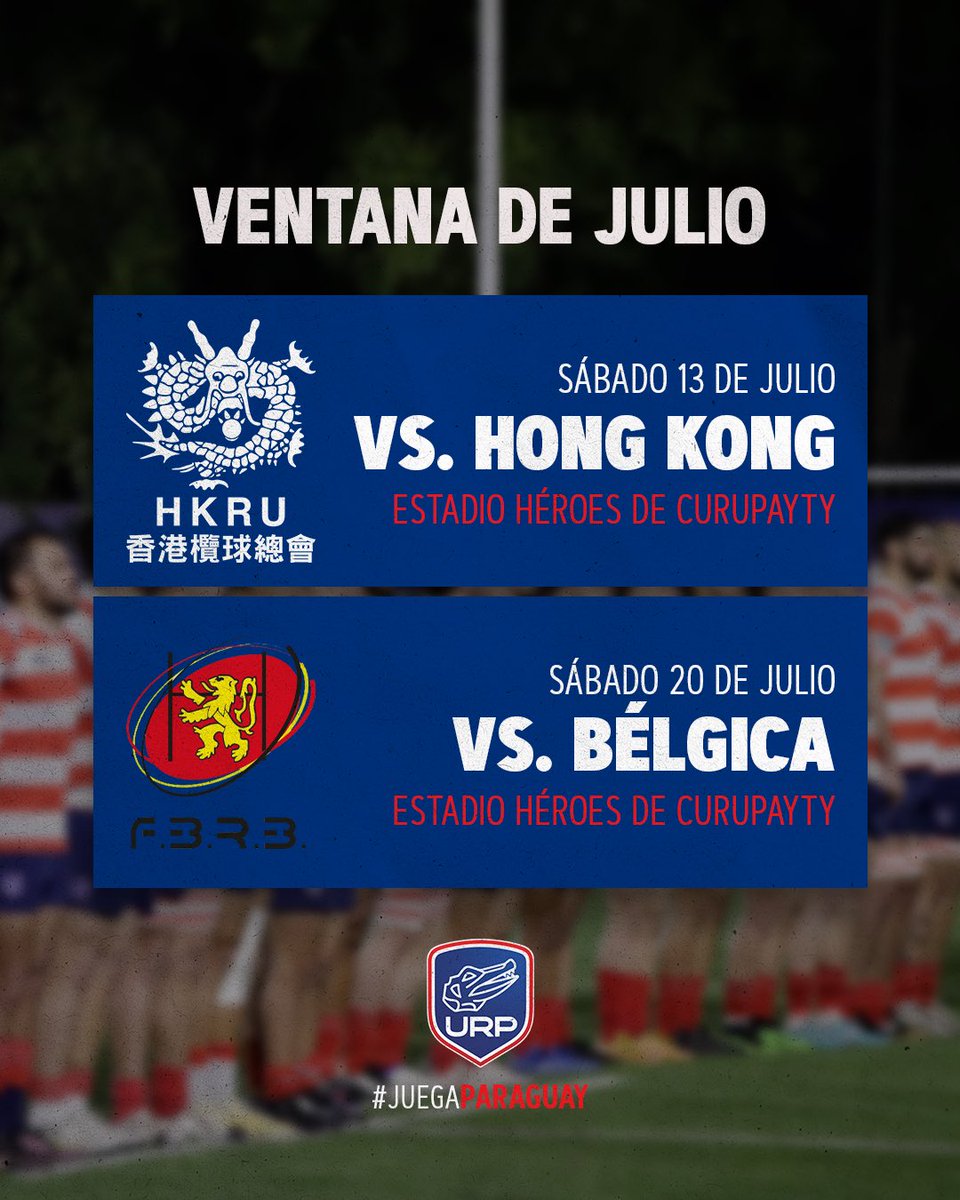 🇵🇾 ¡Histórica ventana de julio para Los Yacares! 

Paraguay recibirá a Hong Kong y Bélgica en julio. Inicia así el camino hacia nuestra preparación de cara a la Qualy al Mundial 2027.   

¿Preparados para lo que se viene? 

#JuegaParaguay 🐊