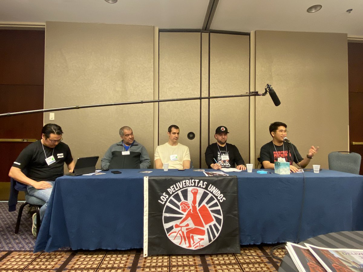 App Workers from @_drivers_united @LosDeliveristas and NUFDD (Philippines) discuss the fight against big tech at @labornotes.