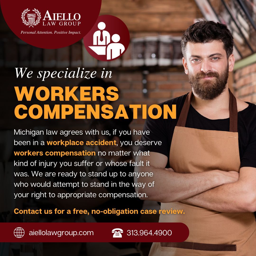 Michigan law agrees with us, if you have been in a workplace accident, you deserve workers compensation no matter what kind of injury you suffer or whose fault it was.

🔗bit.ly/3vgL6hB
.
.
.
#aiellolawgroup #attorneysmichigan #workerscomp #workerscompensation