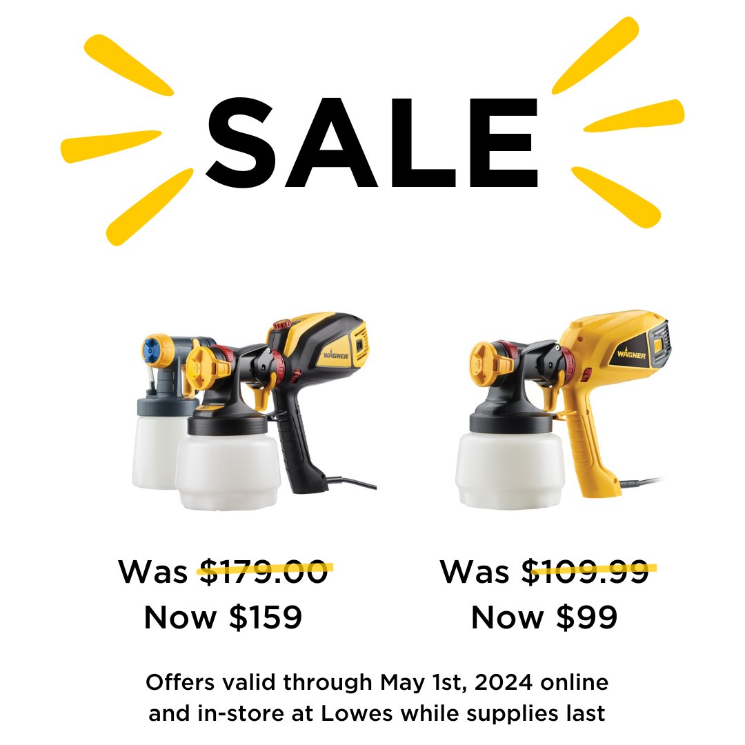 Hurry to save at the @Lowes Spring Break Sale! 🌸🎨 Get $20 off the FLEXiO 3500 paint & stain sprayer and $10 off the Control Spray QX5 stain sprayer from April 19th to May 1st, 2024. FLEXiO 3500: low.es/3WbQdeb Control Spray QX5: low.es/3UbmjoL