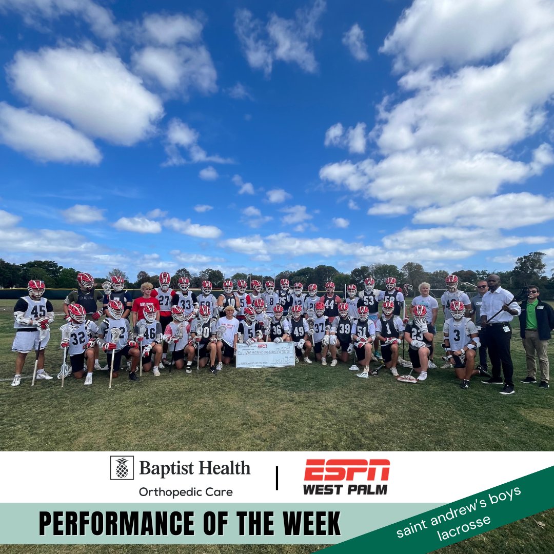 Catch them if you can!🥍 Congratulations to the Saint Andrew's Boys Lacrosse team for winning this week's Baptist Health Performance of the Week. They are 19-1 the regular season and are heading into Regionals with hopes to win a State Championship for the 4th year in a row!🔥