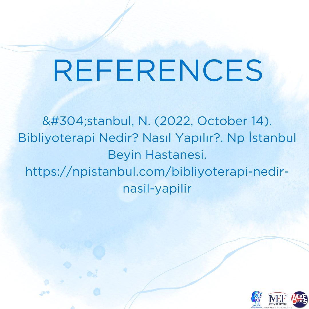 pdrmef's tweet photo. Bu haftaki konumuz Bibliyoterapi 📚 keyifli okumalar dilerizz 🙌🏻
.
.
.
#mefpdr #bibliyoterapi #mefüniversitesi https://t.co/mAjlowKm7K