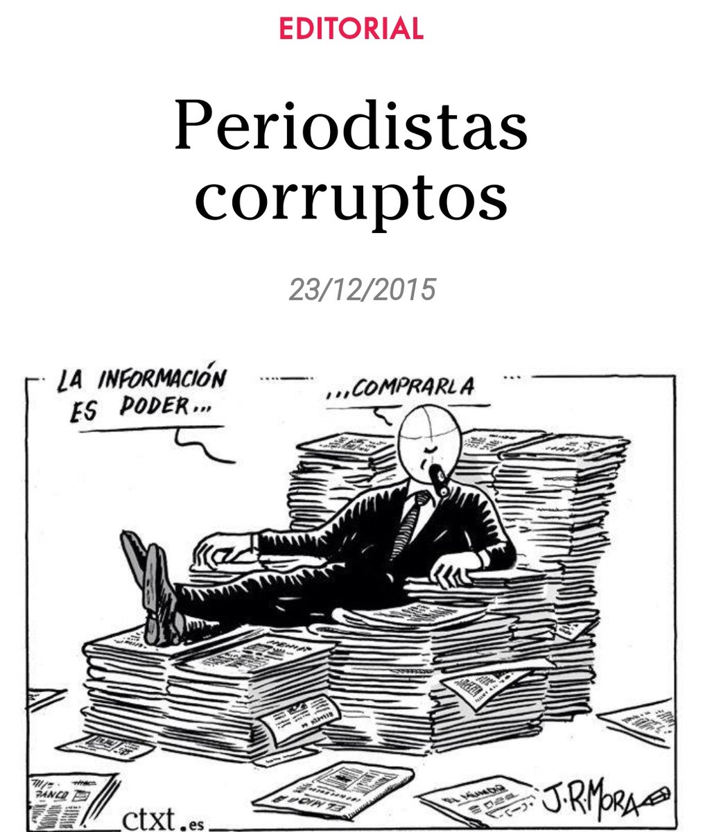 🌐 Periodistas Corruptos: 🔰 'Los periodistas que tan bien sabemos hablar de los políticos, nos callamos como muertos a la hora de hablar en público de periodistas deshonestos, que mienten y engañan deliberadamente. ¿Por qué sucede eso?' ctxt.es/es/20151223/Fi…