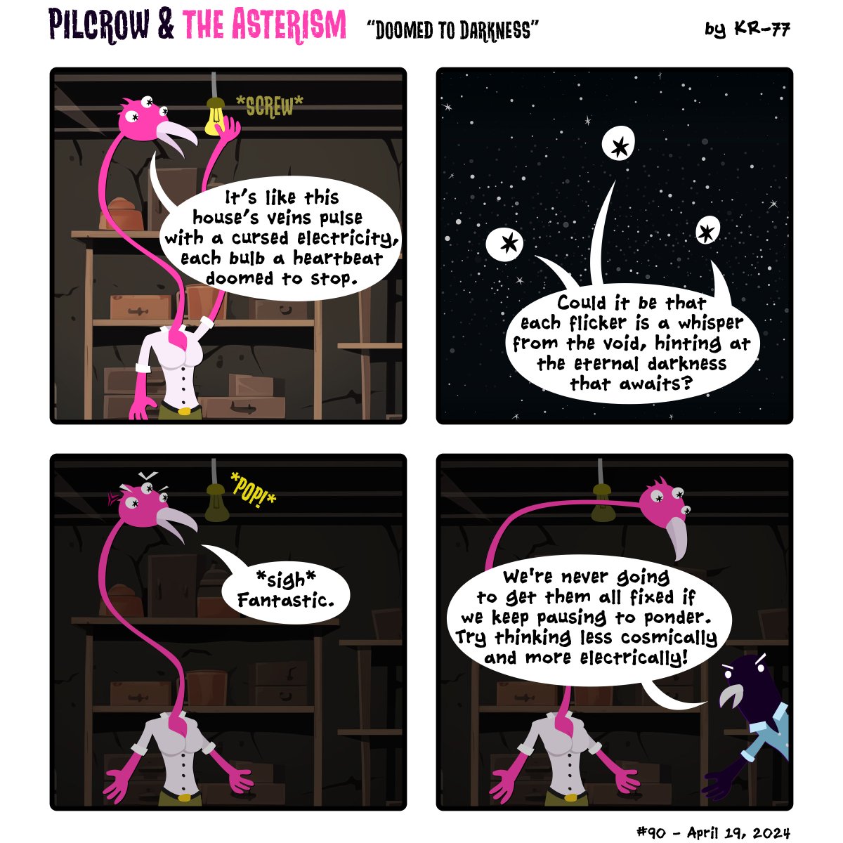 pilcrowcomic's tweet photo. The never-ending cycle of burnt-out bulbs: life’s way of teaching nihilism. https://t.co/GouShNjvAc