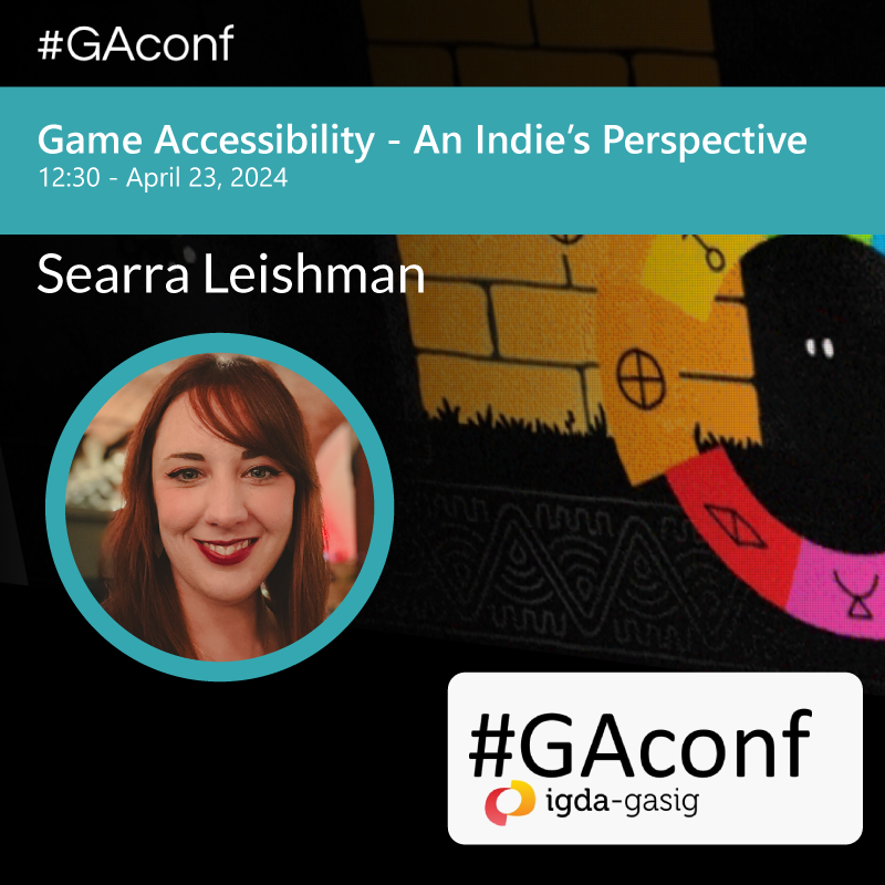 Our Accessibility and UX Design Manager, Searra Leishman (@SearraLeishman) will be speaking at @GA_Conf! Make sure to catch her on the 'Game Accessibility - An Indie's Perspective' panel next week either online or in person! #GAconf