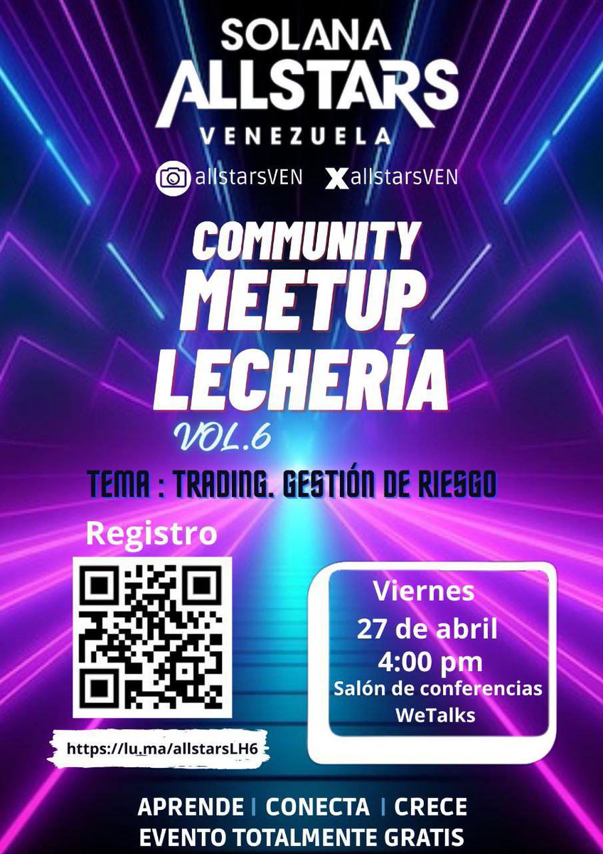GM el Oriente de Venezuela 🇻🇪 debe prepararse para los eventos totalmente gratis gracias a @allstarsVEN anímense a registrarse y formar parte de esta nueva y creciente comunidad de solana!!!!!!!!!!!!!! Vamos 👈