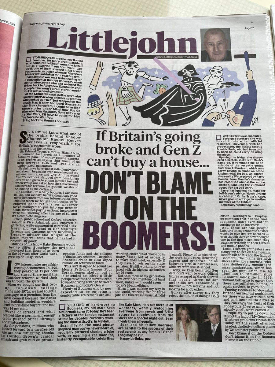 These people are deluded. Britain’s fu*ked, skint, broke and in structural decline. But somehow it’s not the boomers fault. Well whose effing fault is it then? The boomers own this mess, they voted for it, it’s on their head, and they need a large dose of reality.