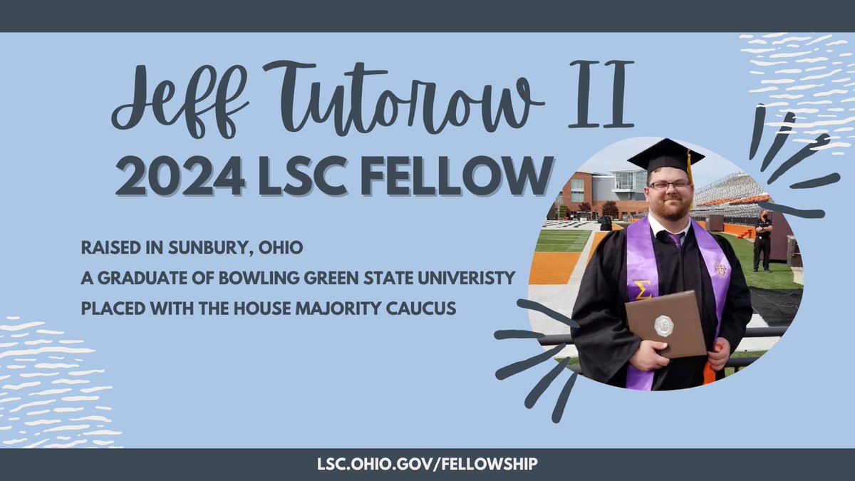 Jeff Tutorow II is a 2024 Fellow placed with the House Majority Caucus. He calls Sunbury, Ohio, home, and he graduated from @bgsu. Read more about Jeff here: facebook.com/LSCFellowshipP…

#lscfellowship #stategovernment #publicservice #ohio #FeaturedFellow