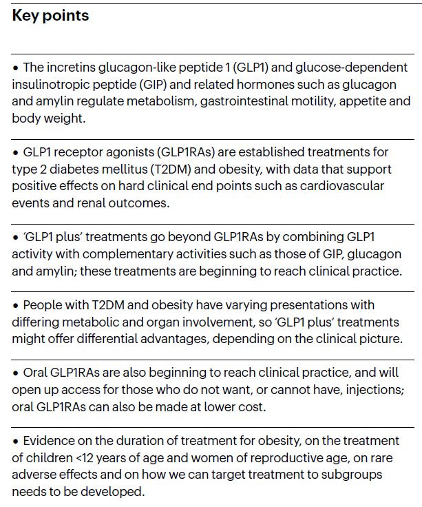 New this week, a Review article on targeting the #incretin system in #obesity and type 2 #diabetes mellitus (£) go.nature.com/3vZ4yj9