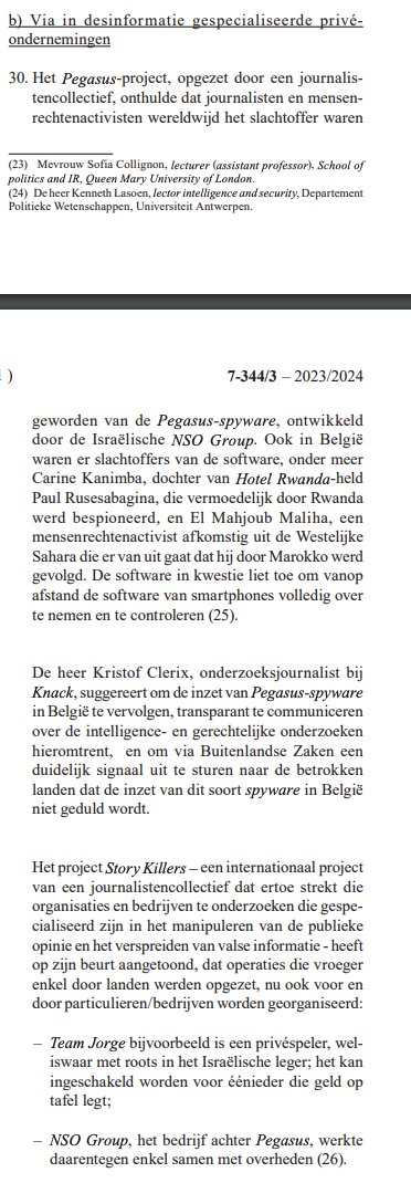 Nice to see the work of @FbdnStories on #PegasusProject and #StoryKillers picked up and quoted by the Belgian @SenaatSenat in a report on foreign interference voted today. #Impact @knack @lesoir