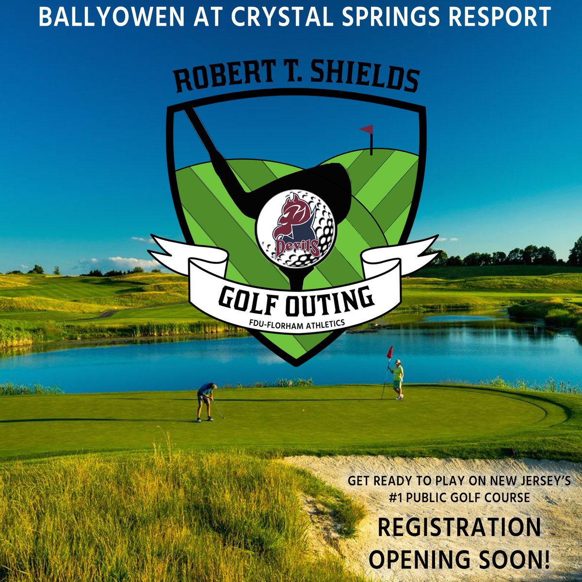 Sunshine means it's golf time! ⛳ The Robert T. Shields Golf Outing has changed location to the Ballyowen course at @CrystalSprings! Be on the lookout as registration for the 27th Annual Robert T. Shields Golf Outing will be opening soon! #HornsUp #HeatsRising