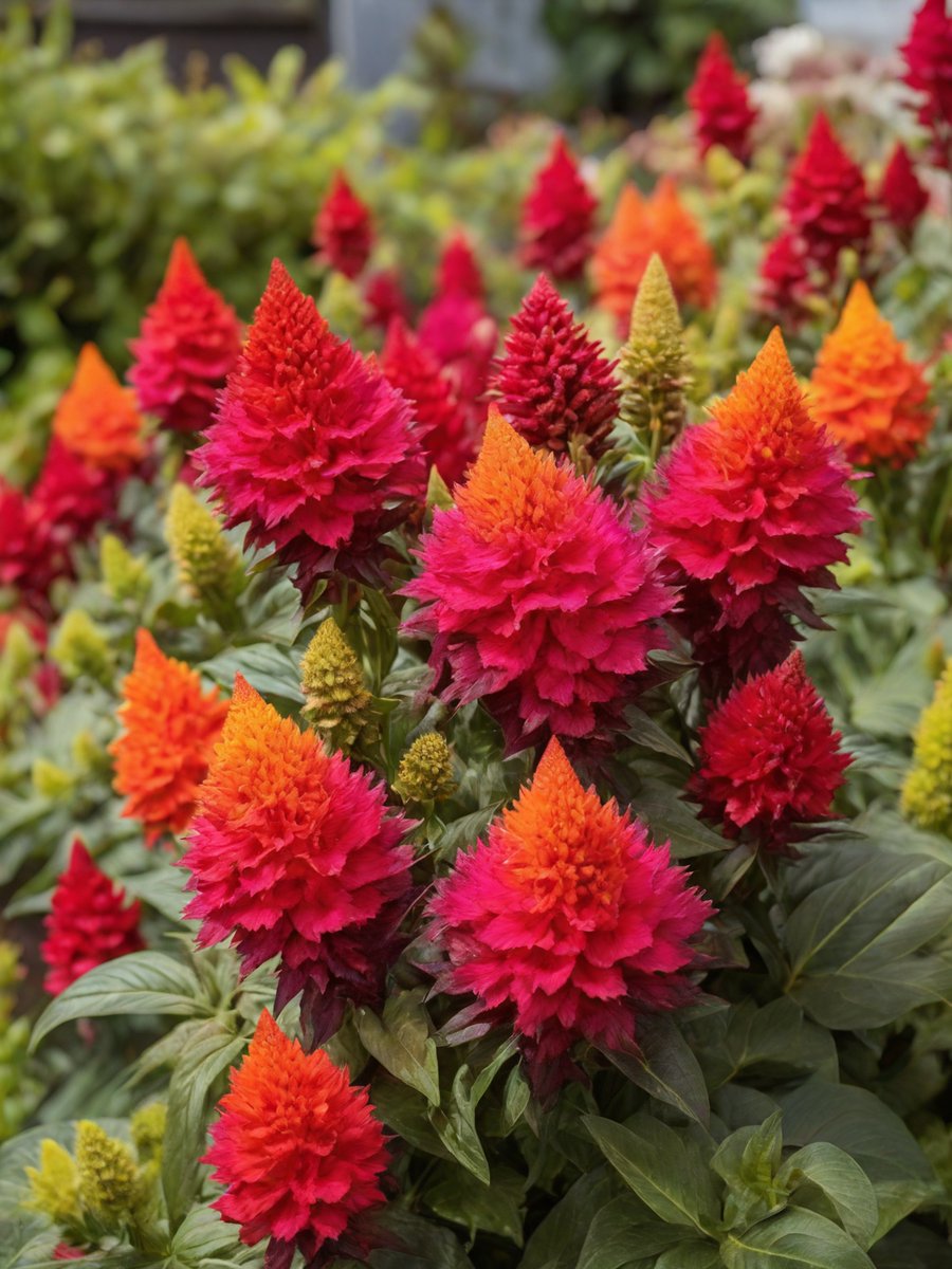 The Celosia flowers bloom in the garden  🥀🥀🦋🦋