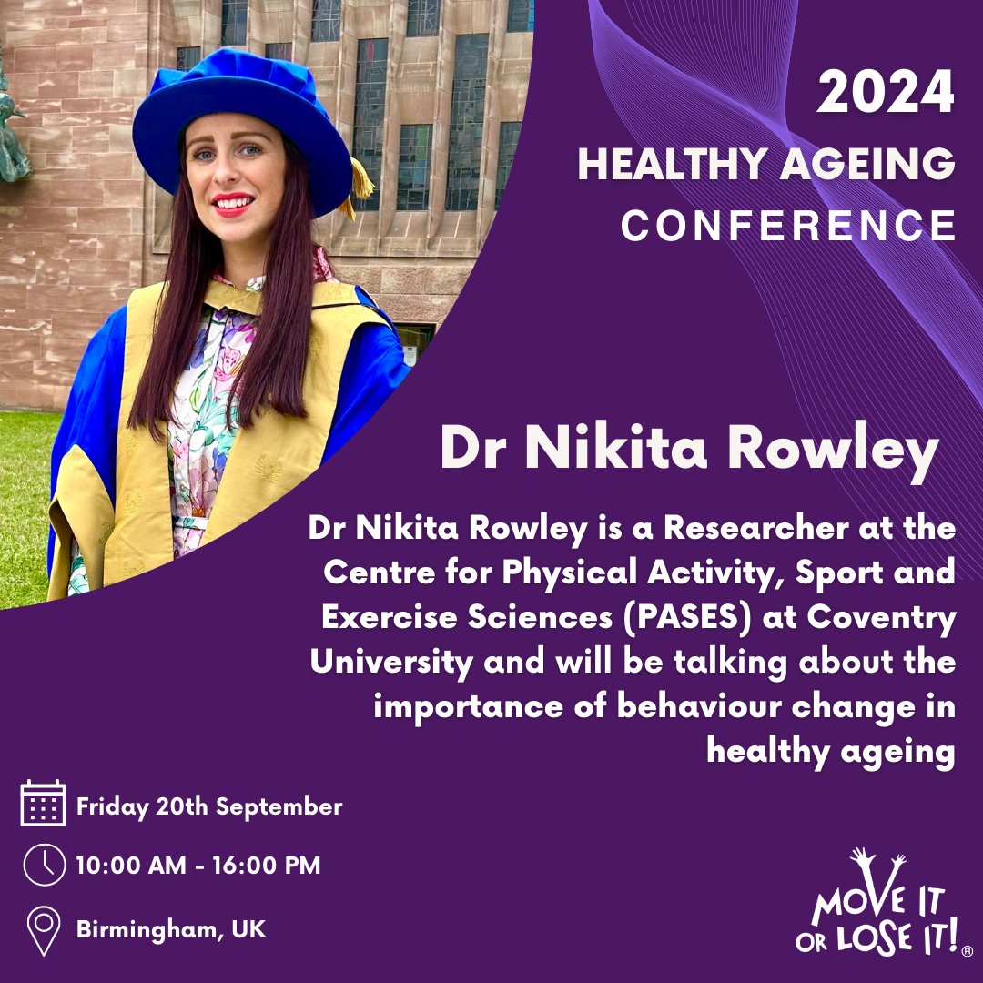 Join us for our annual #healthyageing conference this year where we will be joined by @nikitarowley who will be sharing her insights on the importance of behaviour change in healthy ageing. To book your ticket, click here: 👇moveitorloseit.co.uk/product/move-i… #Moveitorloseit