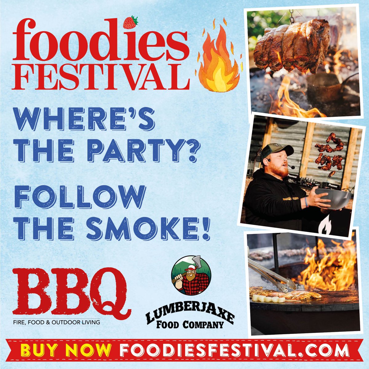 We've teamed up with @thebbqmag to bring live-fire cooking to Foodies this summer, with BBQ specialists @YoungManders and pitmaster James Brace..get ready for some smokin' action! 🔥🔥 Tickets are HOT too!! Book now before they go to the next tier! foodiesfestival.com