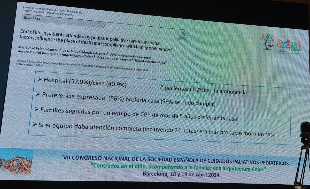 <a href="/rimaral64/">Ricardo Martino Alba</a> <a href="/Ped_Pal/">PEDPAL</a> <a href="/UAIPP_HNJ/">Unidad de Atención Integral Paliativa Pediátrica</a> <a href="/PorqueViven/">Fundación porqueViven</a> Si el equipo #atenciónpaliativapediátrica ofrece una atención completa 24/7 es más probable que se pueda morir en casa 🏡 #RealidadPaliativosPediátricos
#VIICongresoPedPal
<a href="/Ped_Pal/">PEDPAL</a> <a href="/rimaral64/">Ricardo Martino Alba</a> <a href="/UAIPP_HNJ/">Unidad de Atención Integral Paliativa Pediátrica</a> <a href="/PorqueViven/">Fundación porqueViven</a>