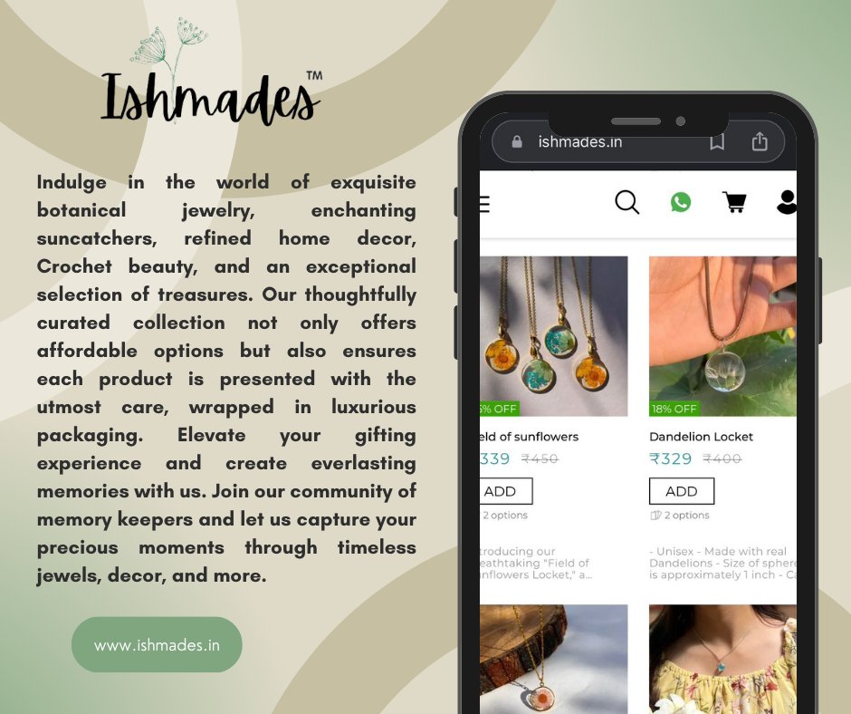 Checkout our website for meaningful & thoughtful gifting options ishmades.in

#ishmades #gifts #giftshop #gifting #giftsforher #giftsforhim #botanicaljewelry #realflowerjewelry #crochetflowers #suncatchers