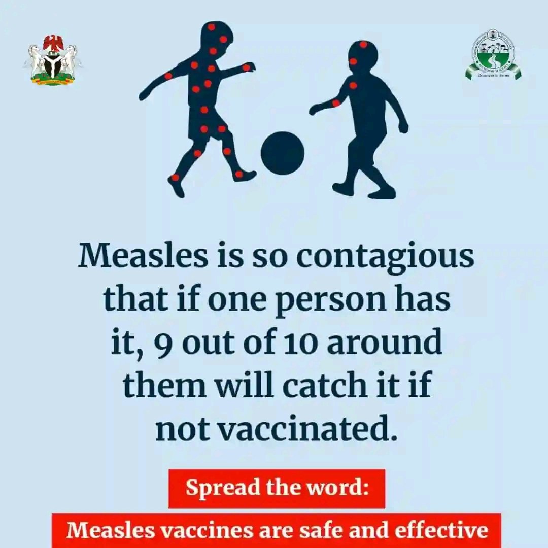 Protect your child from measles by ensuring their vaccinations are up to date. Measles is highly contagious, with 9 out of 10 people around an infected individual at risk of contracting it if not vaccinated.

#SupportImmunization